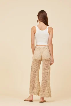 Store Natural W/ Gold Lurex Crochet Scalloped Pants All Bottoms
