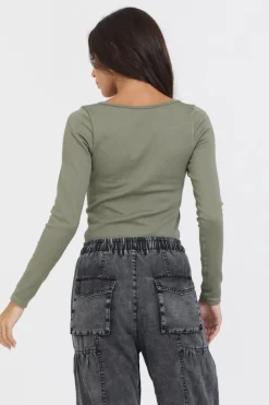 Store Olive Seamless Long Sleeve Tee All Tops