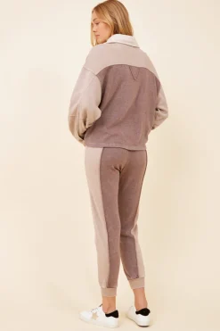 Cheap Pearl/Warm Taupe/Cocoa Brown Burnout Colorblock Shacket All Tops