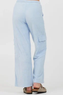 Cheap Powder Blue Cord Terry Cargo Pants All Bottoms