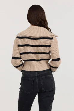 Shop Puddle W/ Black Stripe Double Zip Sweater All Tops|Sweaters