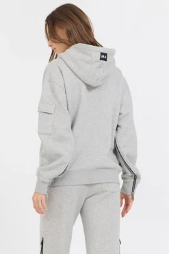 Sale Pure Grey Contrast Black Zipper Hoodie All Tops|Hoodies