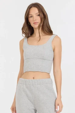 Online Pure Grey Fleece Corset All Tops