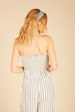 Fashion Smocked Button Tube Top All Tops