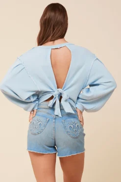 Best Something Blue Rain Washed Terry Open Back Top All Tops