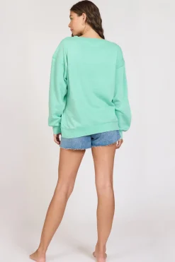 Discount Summer High Surf Green Burnout Fleece Crewneck All Tops|Sweatshirts