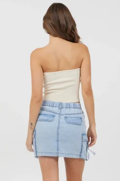 Clearance Sunrise Sand Rib Knit Twist Front Tube Top All Tops