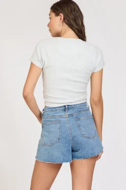 Hot Surf MTK Harbor Grey Rib Hacci Cropped Tee All Tops