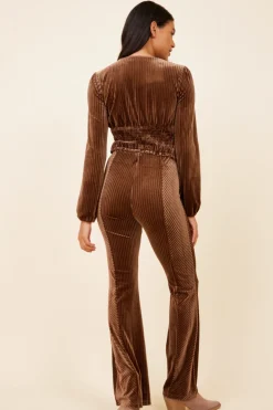 Cheap Taupe Velvet Cord Pant All Bottoms