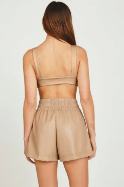 Clearance Toffee Faux Leather Bra Top All Tops