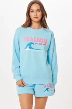 Discount Tropical Blue Malibu Jet Setter Surf Wash Crewneck All Tops|Sweatshirts