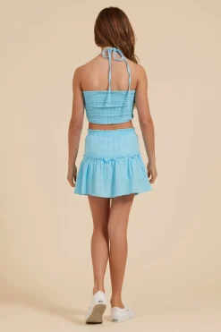 Sale Tropical Blue Rushed Scrunch Top Kids Kids Tops