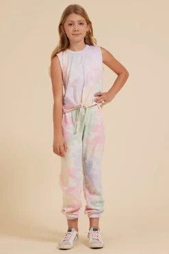 Store Tropical Summer Tie Dye Tie Front Tank Kids Kids Tops|Kids Tie Dye