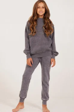 Best Sale Unisex Burnout Fleece Long Sleeve Crewneck Kids Kids Tops