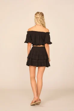 Hot VH X OD - Black Gauze Off The Shoulder Bell Sleeve Top All Tops