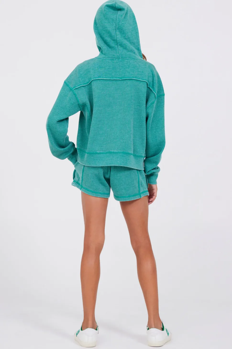 Best Sale Vintage Green Thermal Zip Hoodie Kids Hoodies|Kids Tops