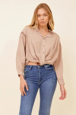 Flash Sale Washed Caramel W/ Tonal Darker Whip Stitching All Tops