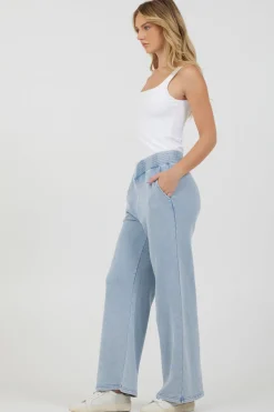 Shop Washed Denim Terry Fleece Pant All Bottoms