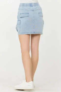 Flash Sale Washed Denim Terry Fleece Cargo Skirt All Bottoms