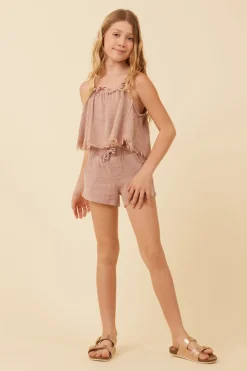 Cheap Washed Mauve Texture Flowy Tank Kids Kids Tops
