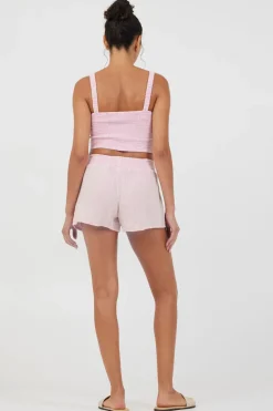 Hot Washed Pink Gauze Cropped Tank All Tops|Tanks