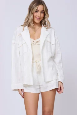 Discount White Cotton Relaxed Blazer Outerwear