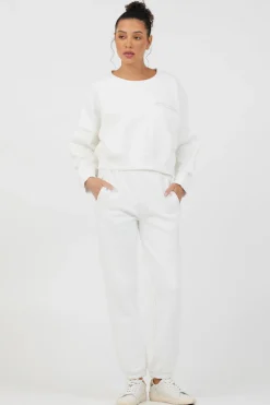 Store White Essential Fleece Crewneck All Tops|Hoodies