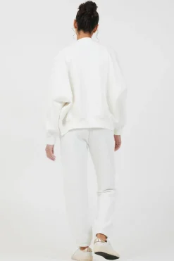 Cheap White Essential Fleece Zip Up Bomber All Tops