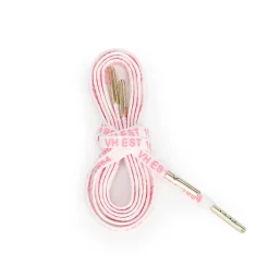 Cheap WHITE PINK GOLD TIP LACES Shoe Laces