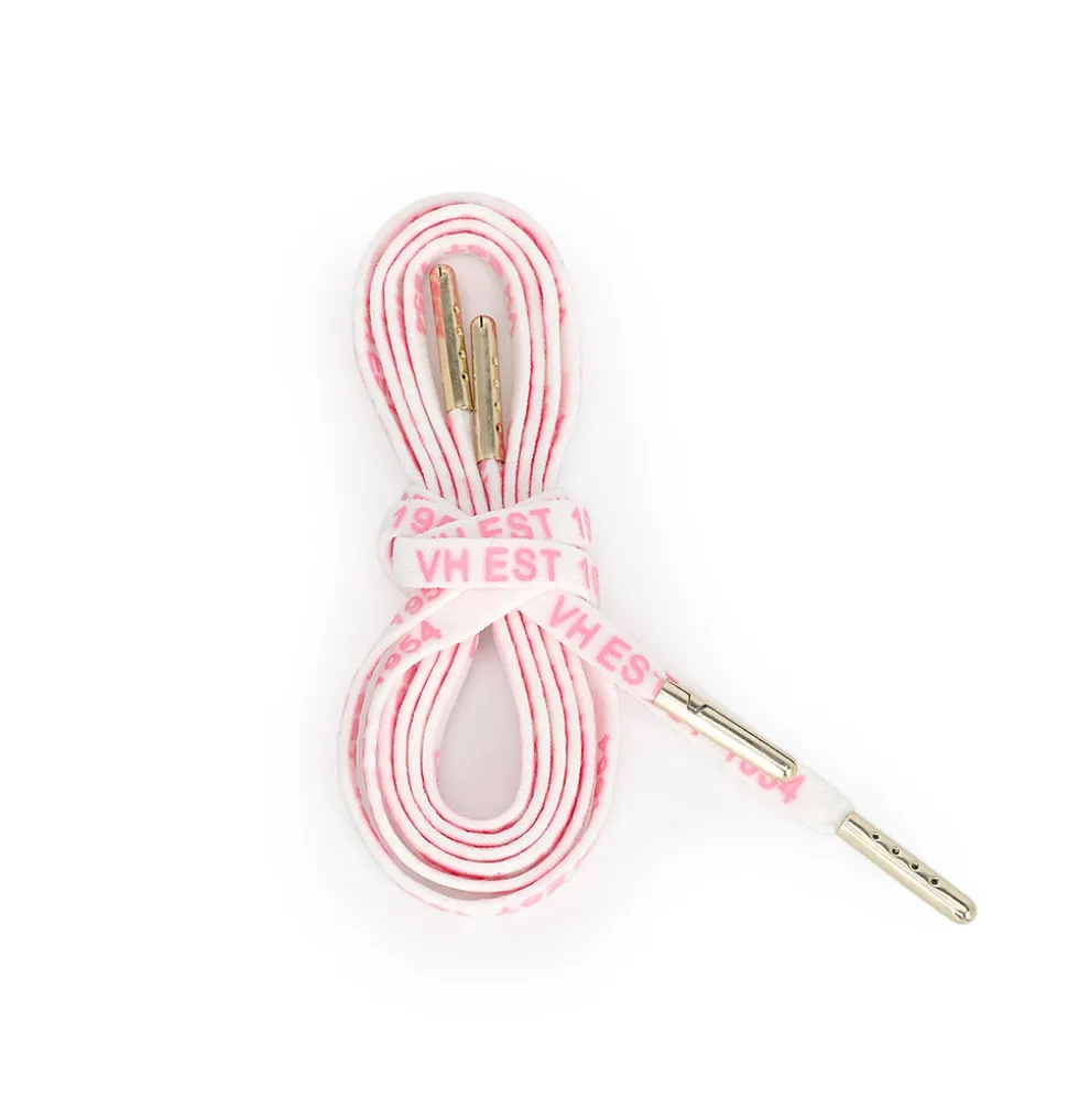Cheap WHITE PINK GOLD TIP LACES Shoe Laces