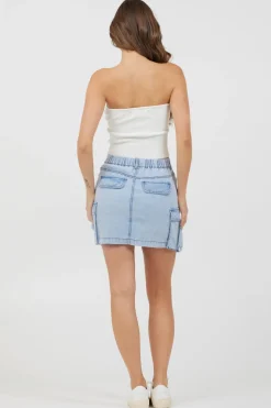 Cheap White Rib Knit Twist Front Tube Top All Tops