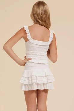 Cheap White Ruffle Detail Smocked Top Kids Kids Tops